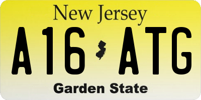 NJ license plate A16ATG