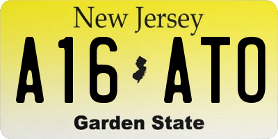 NJ license plate A16ATO