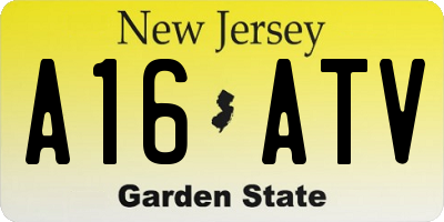 NJ license plate A16ATV