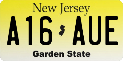 NJ license plate A16AUE