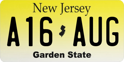 NJ license plate A16AUG