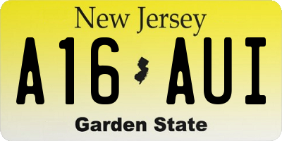 NJ license plate A16AUI