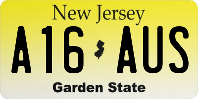 NJ license plate A16AUS