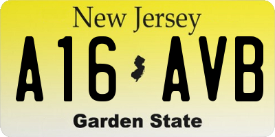 NJ license plate A16AVB
