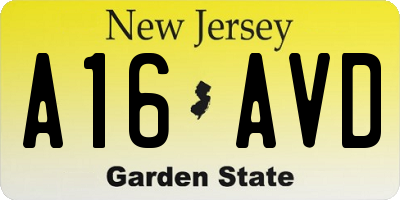 NJ license plate A16AVD