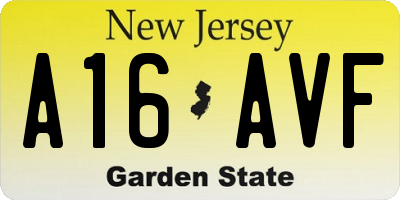 NJ license plate A16AVF