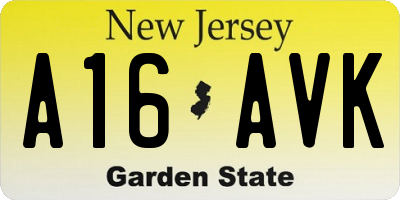 NJ license plate A16AVK