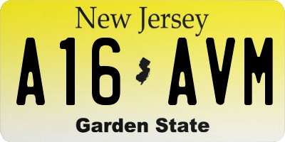 NJ license plate A16AVM