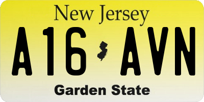 NJ license plate A16AVN