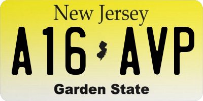 NJ license plate A16AVP