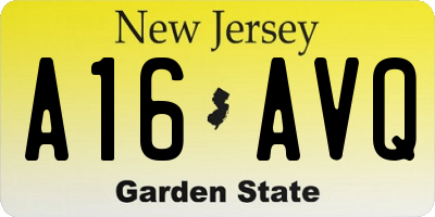 NJ license plate A16AVQ