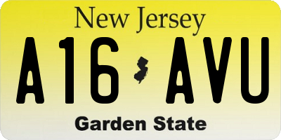 NJ license plate A16AVU