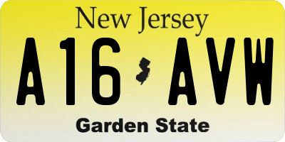 NJ license plate A16AVW