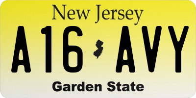 NJ license plate A16AVY