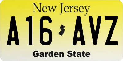 NJ license plate A16AVZ