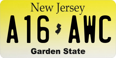 NJ license plate A16AWC