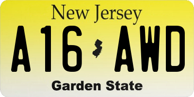 NJ license plate A16AWD