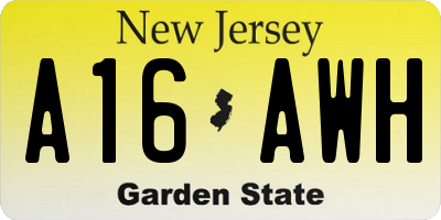 NJ license plate A16AWH