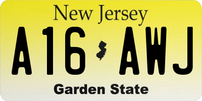 NJ license plate A16AWJ