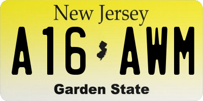 NJ license plate A16AWM