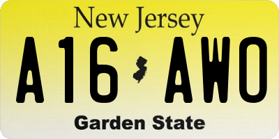 NJ license plate A16AWO
