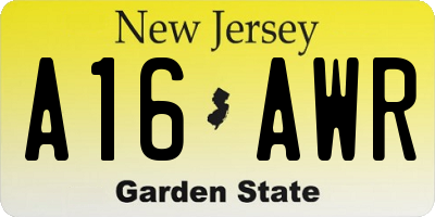 NJ license plate A16AWR