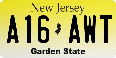 NJ license plate A16AWT