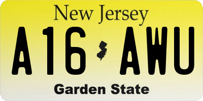 NJ license plate A16AWU