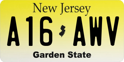 NJ license plate A16AWV