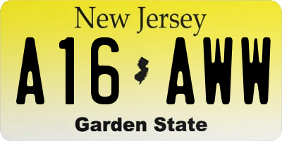 NJ license plate A16AWW