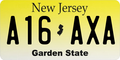 NJ license plate A16AXA