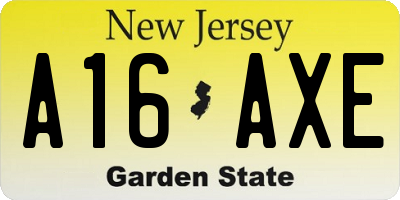 NJ license plate A16AXE