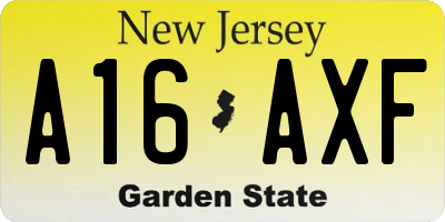 NJ license plate A16AXF