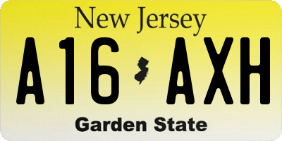 NJ license plate A16AXH