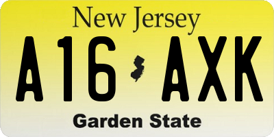 NJ license plate A16AXK