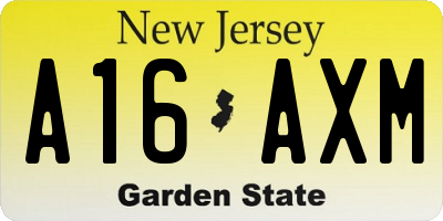 NJ license plate A16AXM