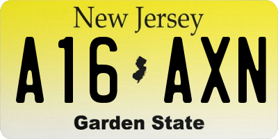 NJ license plate A16AXN