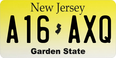 NJ license plate A16AXQ