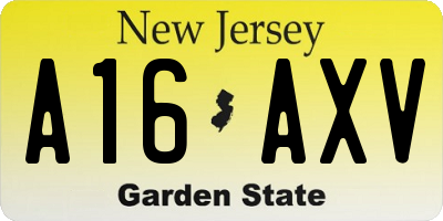 NJ license plate A16AXV