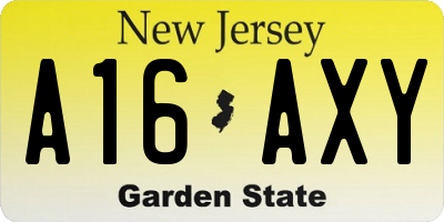 NJ license plate A16AXY
