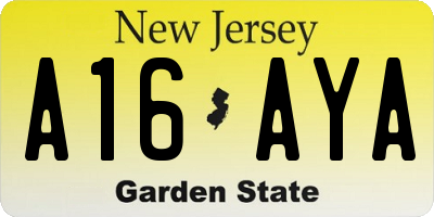 NJ license plate A16AYA