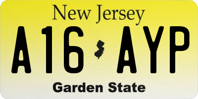 NJ license plate A16AYP
