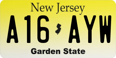 NJ license plate A16AYW