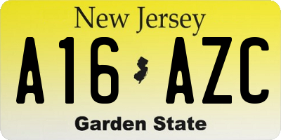 NJ license plate A16AZC