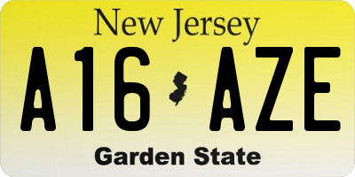 NJ license plate A16AZE