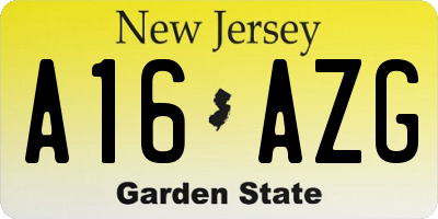 NJ license plate A16AZG