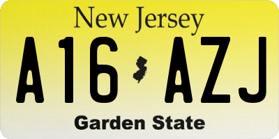 NJ license plate A16AZJ