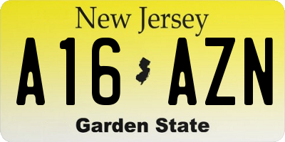 NJ license plate A16AZN