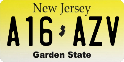 NJ license plate A16AZV