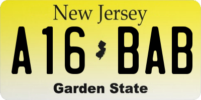 NJ license plate A16BAB